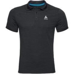 Odlo Nikko Dry Polo Shirt Men - Black - Odlo Steel Grey - Stripes