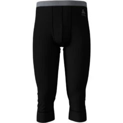 Odlo Men's Natural 100% Merino Warm 3/4 Base Layer Pants - Black