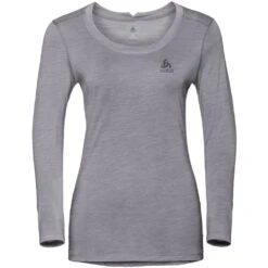 Odlo Women's Performance Wool Light Long-Sleeve Base Layer Top - Grey Melange