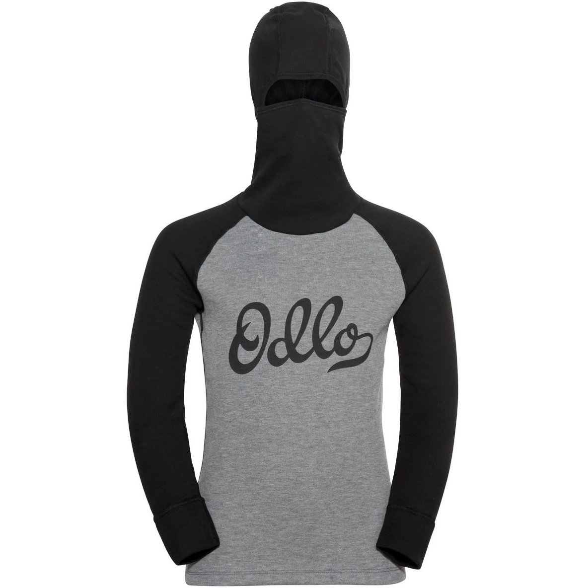Odlo Active Warm Long-Sleeve Base Layer Top With Facemask Kids - Black - Odlo Steel Grey Melange 5 Odlo Active Warm Long-Sleeve Base Layer Top With Facemask Kids - Black - Odlo Steel Grey Melange - Image 3