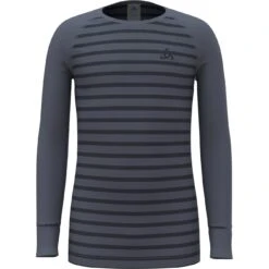 Odlo Active Warm Stripes Long-Sleeve Base Layer Top Kids - Folkstone Gray - India Ink