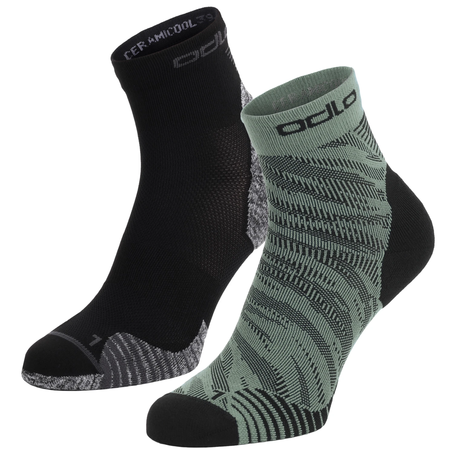 Odlo Ceramicool Run Graphic Socks - 2-Pack - Loden Frost - Black 3 Odlo Ceramicool Run Graphic Socks - 2-Pack - Loden Frost - Black