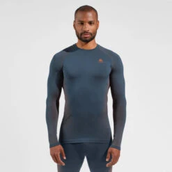 Odlo Performance Warm Long-Sleeve Base Layer Top Men - India Ink -Odlo odlo herren performance warm eco base layer india ink 196192 22200 05 1554729