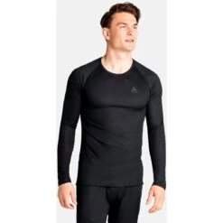 Odlo Active F-Dry Light Long-Sleeve Base Layer Top Men - Black -Odlo odlo mens active f dry light eco long sleeve shirt black 1 1328819