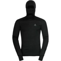 Odlo Active Warm Long-Sleeve Base Layer Top With Facemask Men - Black -Odlo odlo mens active warm eco base layer top with facemask 159142 15000 black 3 1002407