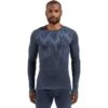 Odlo Active Warm Graphic Long-Sleeve Base Layer Top Men - India Ink -Odlo odlo mens active warm eco graphic long sleeve base layer india ink 1 1556961