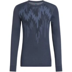 Odlo Active Warm Graphic Long-Sleeve Base Layer Top Men - India Ink -Odlo odlo mens active warm eco graphic long sleeve base layer india ink 3 1556963
