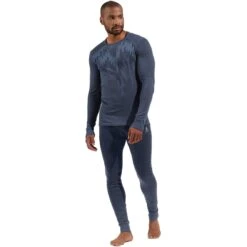 Odlo Active Warm Graphic Long-Sleeve Base Layer Top Men - India Ink -Odlo odlo mens active warm eco graphic long sleeve base layer india ink 5 1556965