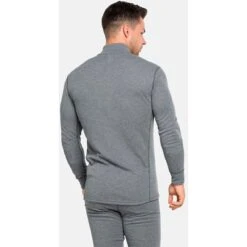 Odlo Active Warm Half-Zip Turtleneck Long-Sleeve Base Layer Top Men - Odlo Steel Grey Melange -Odlo odlo mens active warm eco half zip turtleneck base layer top odlo steel grey melange 2 1328879