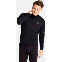 Odlo Active Warm Turtleneck Long-Sleeve Base Layer Top Men - Black 8 Odlo Active Warm Turtleneck Long-Sleeve Base Layer Top Men - Black -Odlo odlo mens active warm eco turtleneck base layer top black 1 1328890