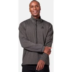 Odlo Ascent 365 Half Zip Mid Layer Pullover Men - Black Melange -Odlo odlo mens ascent 365 mid layer half zip black melange 1 1407407