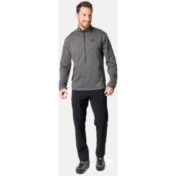 Odlo Ascent 365 Half Zip Mid Layer Pullover Men - Black Melange -Odlo odlo mens ascent 365 mid layer half zip black melange 4 1407410