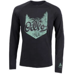 Odlo Ascent Performance Wool 130 Hand Drawn Logo Long-Sleeve T-Shirt Men - Black Melange