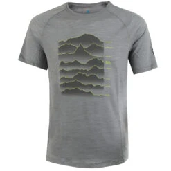 Odlo Ascent Performance Wool 130 Sunrise T-Shirt Men - Grey Melange - Sharp Green