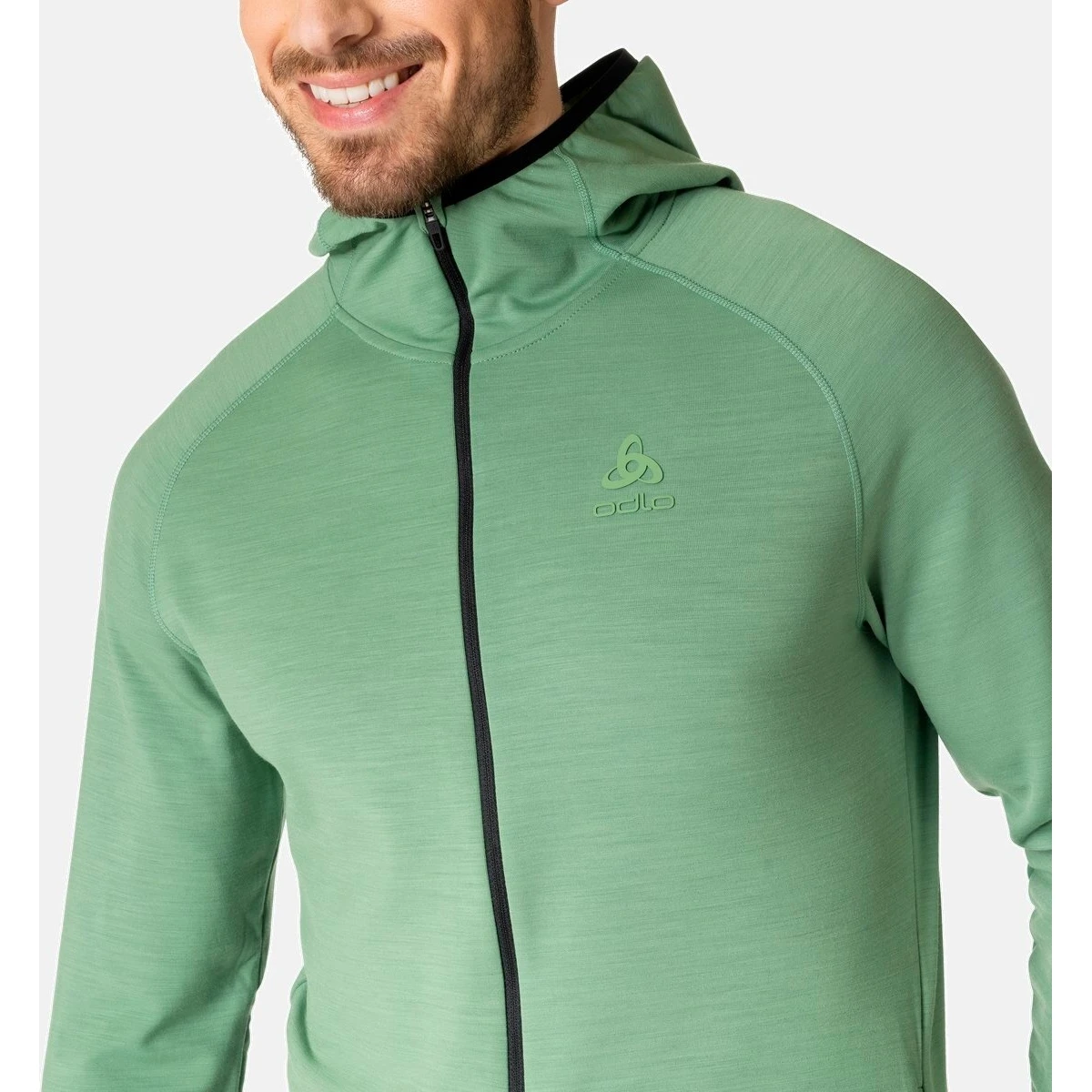 Odlo Ascent Performance Wool Warm Hooded Mid Layer Jacket Men - Loden Frost 5 Odlo Ascent Performance Wool Warm Hooded Mid Layer Jacket Men - Loden Frost - Image 3