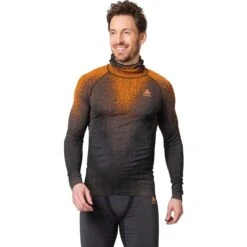 Odlo Blackcomb Long-Sleeve Base Layer Top With Face Mask Men - Oriole