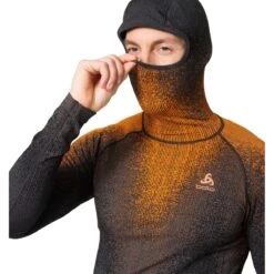 Odlo Blackcomb Long-Sleeve Base Layer Top With Face Mask Men - Oriole -Odlo odlo mens blackcomb eco base layer with face mask oriole 3 1504525