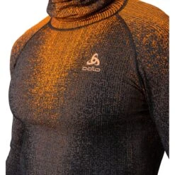 Odlo Blackcomb Long-Sleeve Base Layer Top With Face Mask Men - Oriole -Odlo odlo mens blackcomb eco base layer with face mask oriole 4 1504526