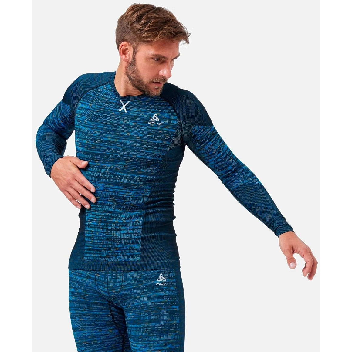 Odlo Men's Blackcomb Eco Long Sleeve Baselayer - Indigo Bunting - Space Dye 5 Odlo Men's Blackcomb Eco Long Sleeve Baselayer - Indigo Bunting - Space Dye - Image 3