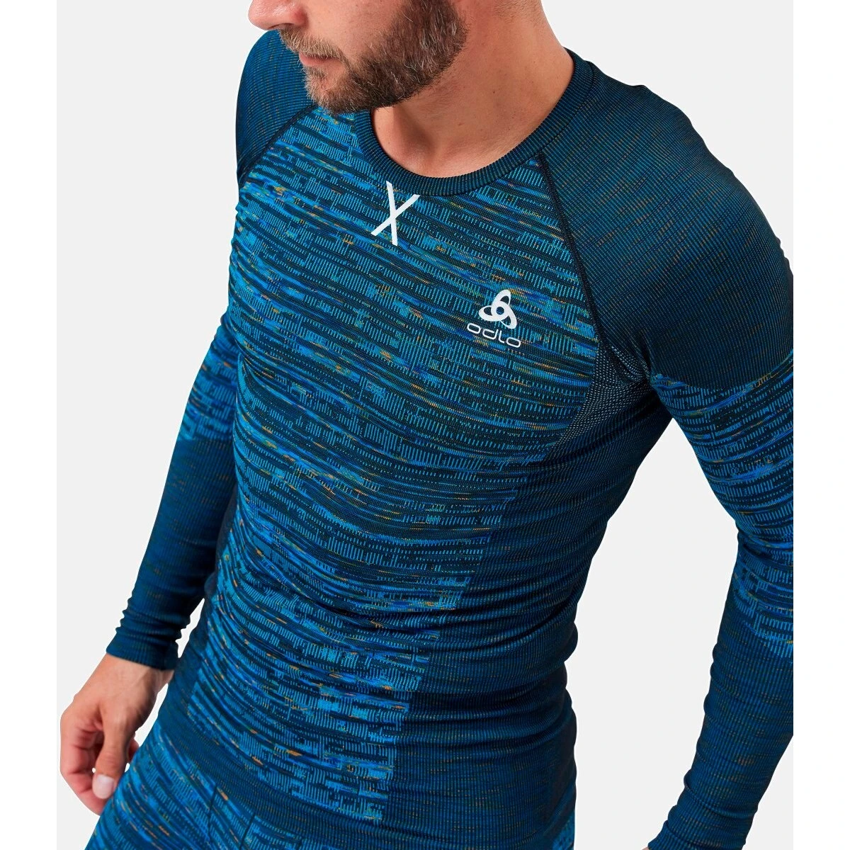 Odlo Men's Blackcomb Eco Long Sleeve Baselayer - Indigo Bunting - Space Dye 7 Odlo Men's Blackcomb Eco Long Sleeve Baselayer - Indigo Bunting - Space Dye - Image 5