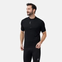 Odlo Essentials Half Zip Jersey Men - Black -Odlo odlo mens essential half zip jersey black 3 1167563