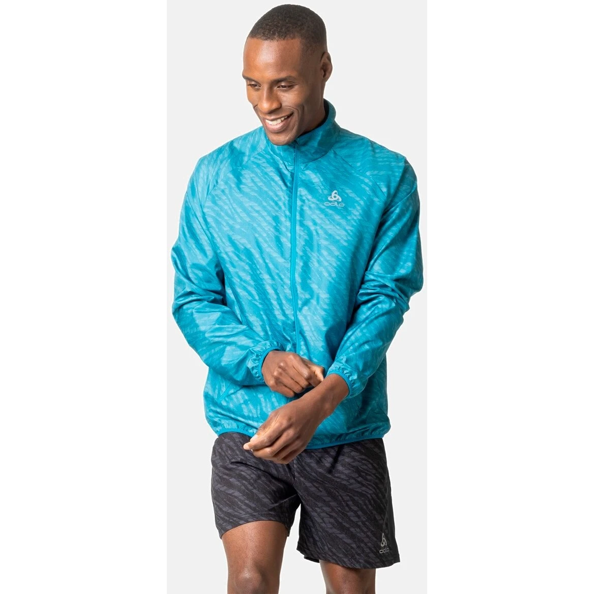 Odlo Essentials Light Print Running Jacket Men - Saxony Blue 7 Odlo Essentials Light Print Running Jacket Men - Saxony Blue - Image 5