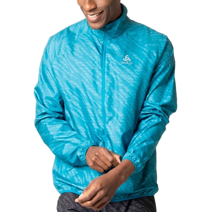 Odlo Essentials Light Print Running Jacket Men - Saxony Blue 6 Odlo Essentials Light Print Running Jacket Men - Saxony Blue - Image 4