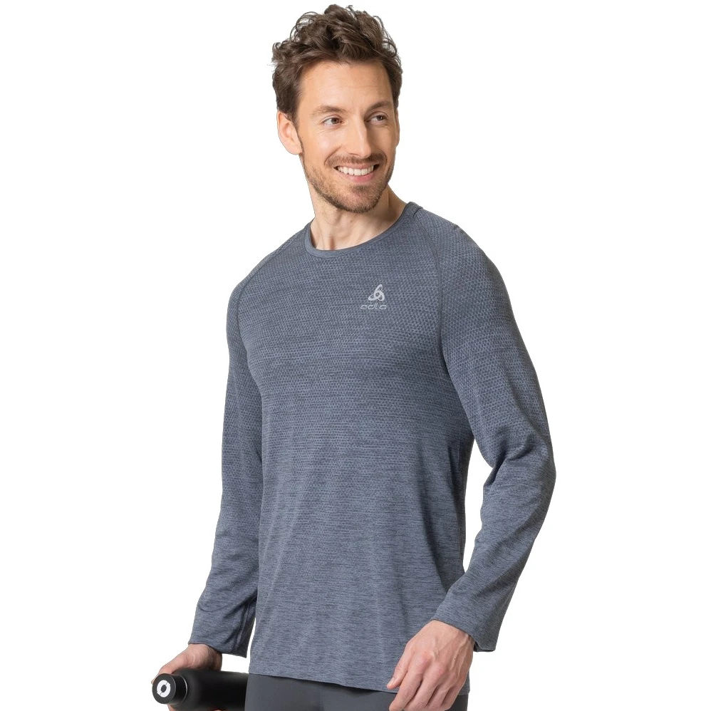 Odlo Essentials Seamless Long Sleeve Running T-Shirt Men - Folkstone Gray Melange 3 Odlo Essentials Seamless Long Sleeve Running T-Shirt Men - Folkstone Gray Melange