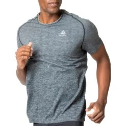 Odlo Essentials Seamless Running T-Shirt Men - Grey Melange -Odlo odlo mens essentials seamless running t shirt grey melange 1408164