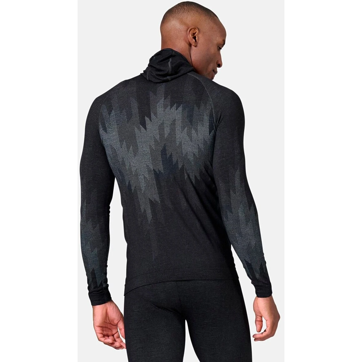 Odlo Kinship Performance Wool Warm Long-Sleeve Base Layer With Face Mask Men - Black Melange 4 Odlo Kinship Performance Wool Warm Long-Sleeve Base Layer With Face Mask Men - Black Melange - Image 2