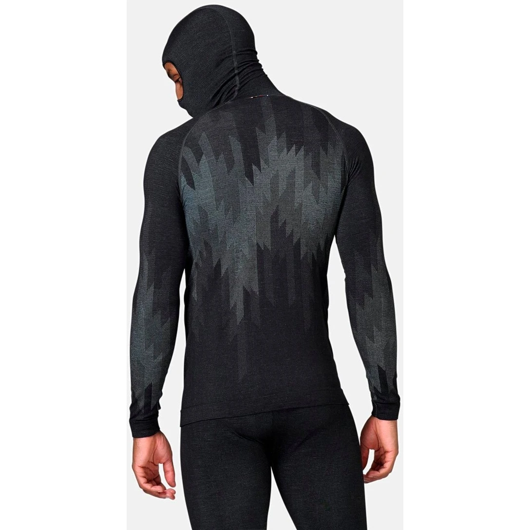 Odlo Kinship Performance Wool Warm Long-Sleeve Base Layer With Face Mask Men - Black Melange 6 Odlo Kinship Performance Wool Warm Long-Sleeve Base Layer With Face Mask Men - Black Melange - Image 4