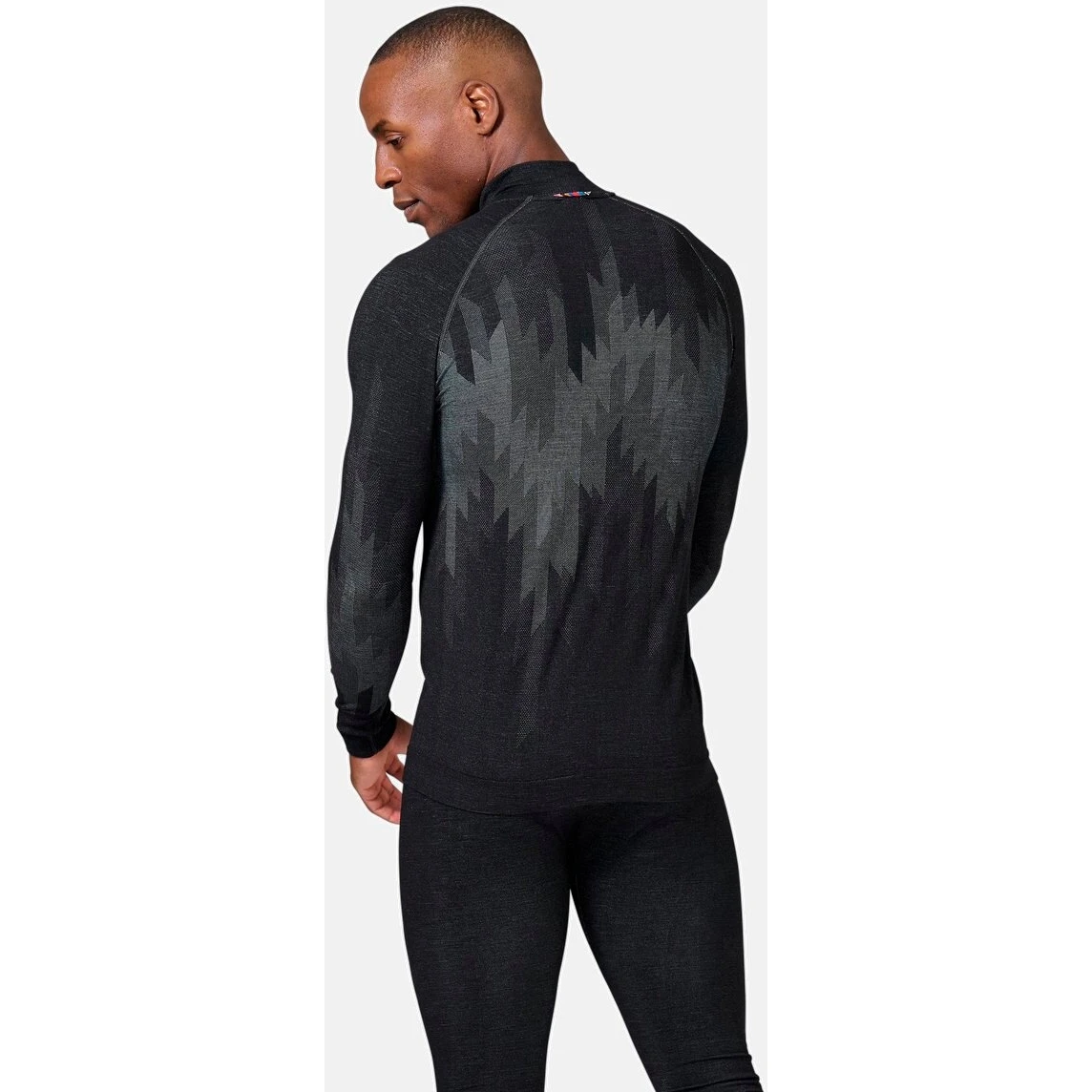 Odlo Kinship Performance Wool Warm Half-Zip Long-Sleeve Base Layer Top Men - Black Melange 4 Odlo Kinship Performance Wool Warm Half-Zip Long-Sleeve Base Layer Top Men - Black Melange - Image 2