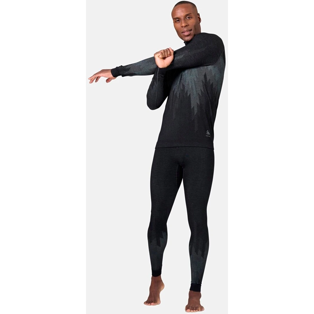 Odlo Kinship Performance Wool Warm Half-Zip Long-Sleeve Base Layer Top Men - Black Melange 6 Odlo Kinship Performance Wool Warm Half-Zip Long-Sleeve Base Layer Top Men - Black Melange - Image 4