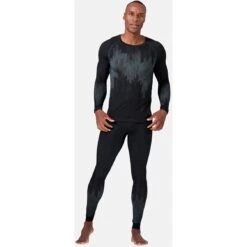 Odlo Kinship Performance Wool Warm Crew Neck Long-Sleeve Base Layer Top Men - Black Melange -Odlo odlo mens kinship performance wool 200 long sleeve crew neck base layer black melange 3 1318502