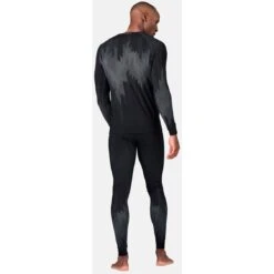 Odlo Kinship Performance Wool Warm Crew Neck Long-Sleeve Base Layer Top Men - Black Melange -Odlo odlo mens kinship performance wool 200 long sleeve crew neck base layer black melange 4 1318503