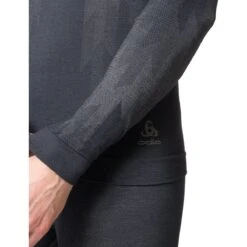 Odlo Kinship Performance Wool Warm Long-Sleeve Base Layer With Face Mask Men - India Ink Melange -Odlo odlo mens kinship performance wool warm base layer with face mask india ink melange 6 1504567