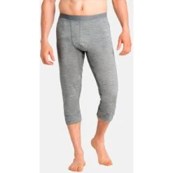 Odlo Men's Natural 100% Merino Warm 3/4 Base Layer Pants - Grey Melange - Grey Melange -Odlo odlo mens natural 100 merino warm 3 4 base layer pants grey melange grey melange 3 1329227