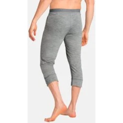 Odlo Men's Natural 100% Merino Warm 3/4 Base Layer Pants - Grey Melange - Grey Melange -Odlo odlo mens natural 100 merino warm 3 4 base layer pants grey melange grey melange 4 1329228