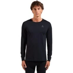 Odlo Natural Merino 200 Crew Neck Long-Sleeve Base Layer Top Men - Black