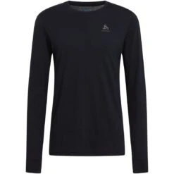Odlo Natural Merino 200 Crew Neck Long-Sleeve Base Layer Top Men - Black -Odlo odlo mens natural merino 200 crew neck base layer black 3 1556440