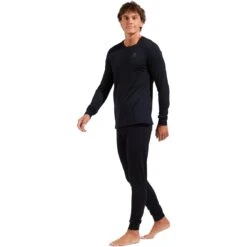 Odlo Natural Merino 200 Crew Neck Long-Sleeve Base Layer Top Men - Black -Odlo odlo mens natural merino 200 crew neck base layer black 6 1556443