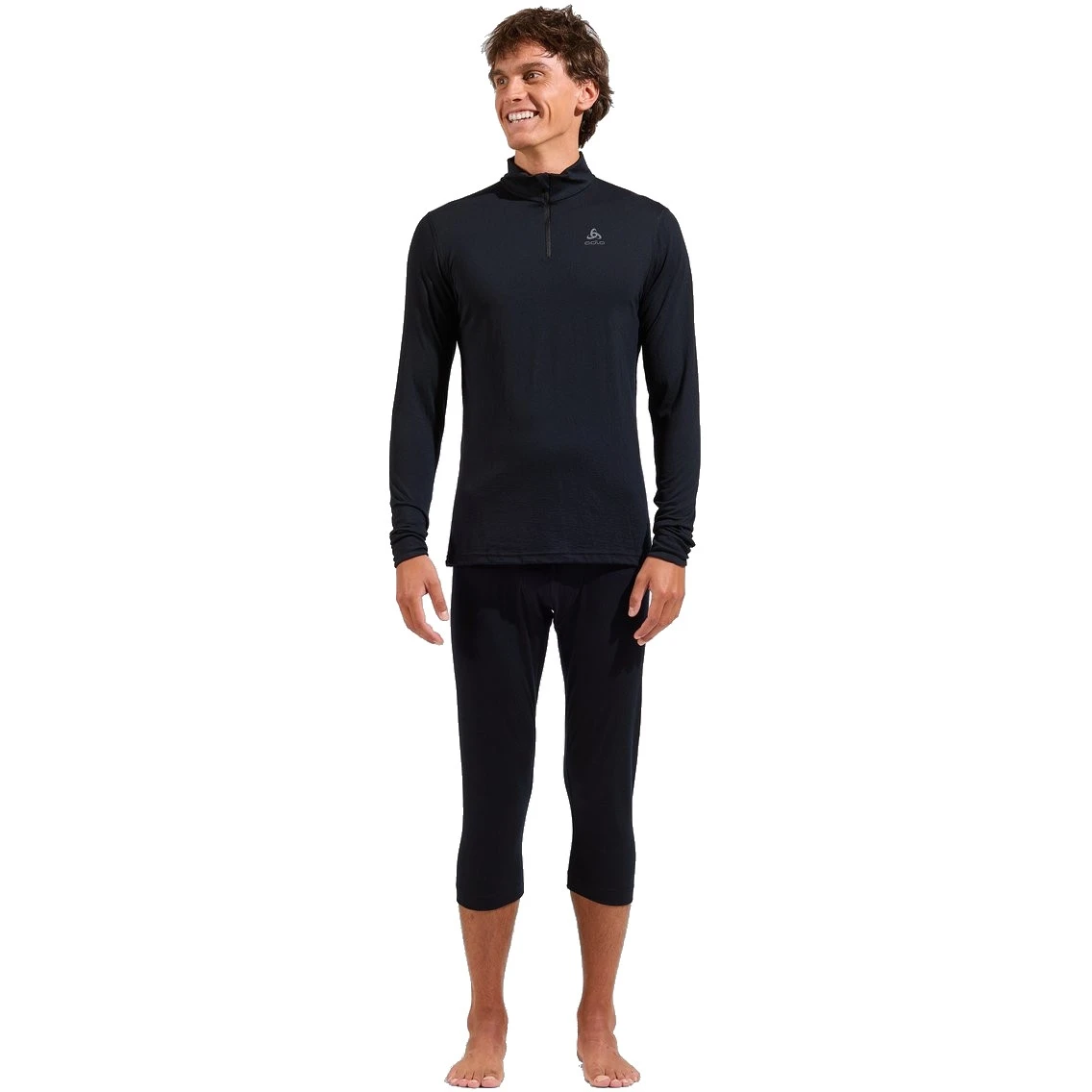Odlo Natural Merino 200 Half-Zip Turtleneck Long-Sleeve Base Layer Top Men - Black 8 Odlo Natural Merino 200 Half-Zip Turtleneck Long-Sleeve Base Layer Top Men - Black - Image 6