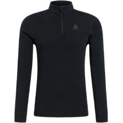 Odlo Natural Merino 260 Half-Zip Turtleneck Long-Sleeve Base Layer Top Men - Black