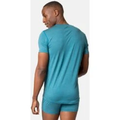 Odlo Natural Performance Wool 130 Base Layer T-Shirt Men - Saxony Blue Melange -Odlo odlo mens natural performance wool 130 base layer t shirt saxony blue melange 2 1409036