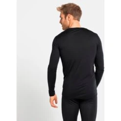 Odlo Men's Performance Wool Light Long-Sleeve Base Layer Top - Black -Odlo odlo mens natural plus light long sleeve base layer top black 3 1329163