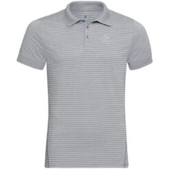 Odlo Nikko Dry Polo Shirt Men - Odlo Concrete Grey - Odlo Silver Grey - Stripes