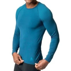 Odlo Performance Light Long-Sleeve Base Layer Top Men - Blue Wing Teal - Saxony Blue 11 Odlo Performance Light Long-Sleeve Base Layer Top Men - Blue Wing Teal - Saxony Blue -Odlo odlo mens performance light eco long sleeve t shirt blue wing teal saxony blue 1 1409471