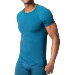 Odlo Performance Light Base Layer T-Shirt Men - Blue Wing Teal - Saxony Blue -Odlo odlo mens performance light eco short sleeve t shirt blue wing teal saxony blue 1 1409494