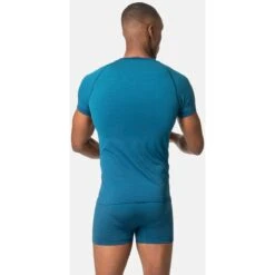 Odlo Performance Light Base Layer T-Shirt Men - Blue Wing Teal - Saxony Blue -Odlo odlo mens performance light eco short sleeve t shirt blue wing teal saxony blue 2 1409495