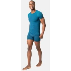 Odlo Performance Light Base Layer T-Shirt Men - Blue Wing Teal - Saxony Blue -Odlo odlo mens performance light eco short sleeve t shirt blue wing teal saxony blue 3 1409496